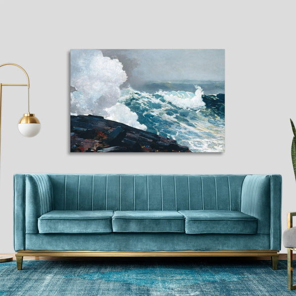Quadro Stampa su Tela con Telaio in Legno Winslow Homer - Northeaster