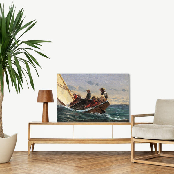 Quadro Stampa su Tela con Telaio in Legno Winslow Homer - Breezing Up, A Fair Wind