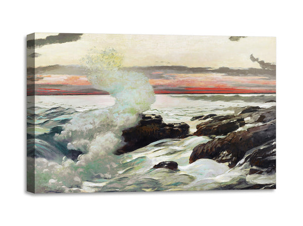 Quadro Stampa su Tela con Telaio in Legno Winslow Homer - West Point, Prout’s Neck