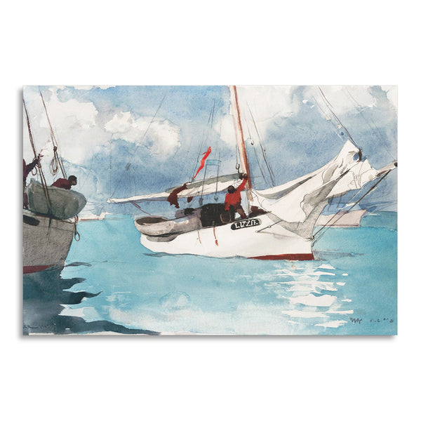Quadro Stampa su Tela con Telaio in Legno Winslow Homer - Fishing Boats, Key West