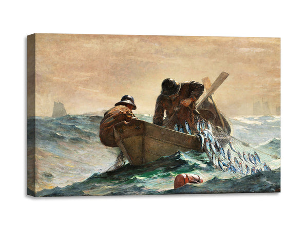 Quadro Stampa su Tela con Telaio in Legno Winslow Homer - The Herring Net