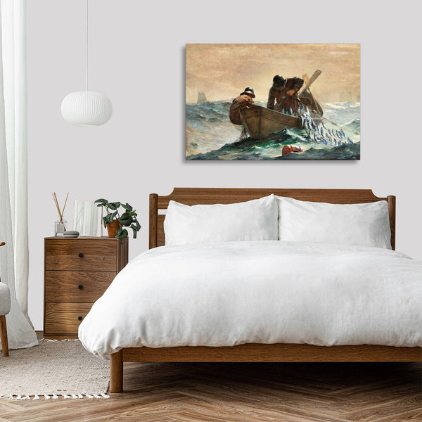 Quadro Stampa su Tela con Telaio in Legno Winslow Homer - The Herring Net