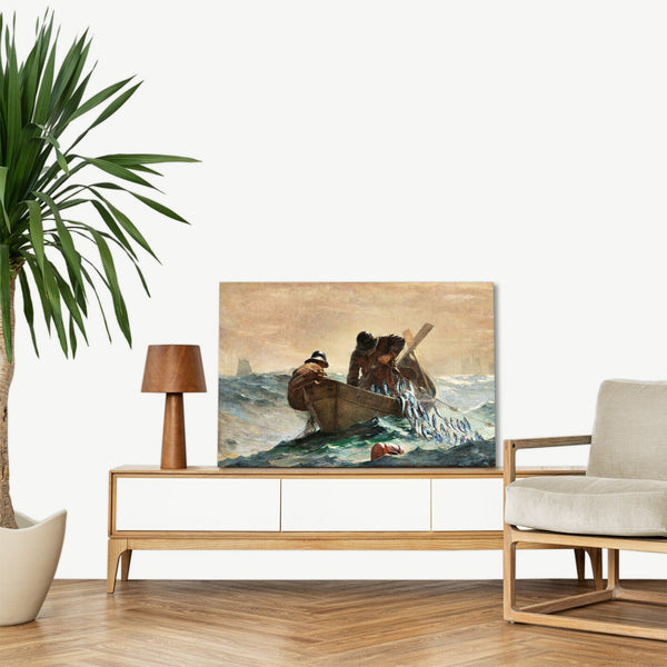 Quadro Stampa su Tela con Telaio in Legno Winslow Homer - The Herring Net