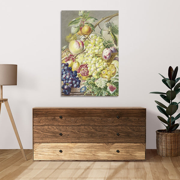 Quadro Stampa su Tela con Telaio in Legno Cornelis Ploos van Amstel - Fruitstuk