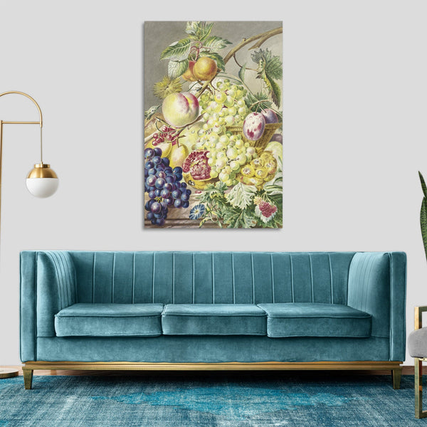 Quadro Stampa su Tela con Telaio in Legno Cornelis Ploos van Amstel - Fruitstuk