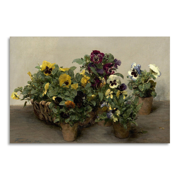 Quadro Stampa su Tela con Telaio in Legno Henri Fantin–Latour - Pansies