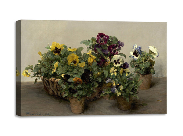Quadro Stampa su Tela con Telaio in Legno Henri Fantin–Latour - Pansies