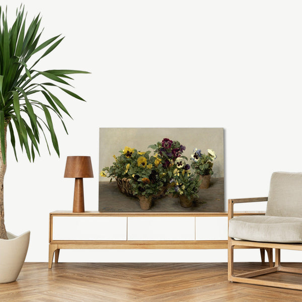 Quadro Stampa su Tela con Telaio in Legno Henri Fantin–Latour - Pansies
