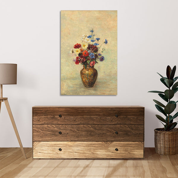 Quadro Stampa su Tela con Telaio in Legno Odilon Redon - Flowers in a Vase