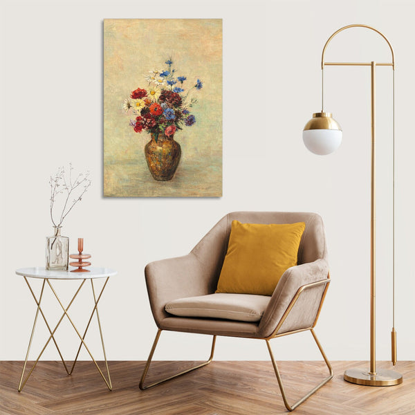 Quadro Stampa su Tela con Telaio in Legno Odilon Redon - Flowers in a Vase