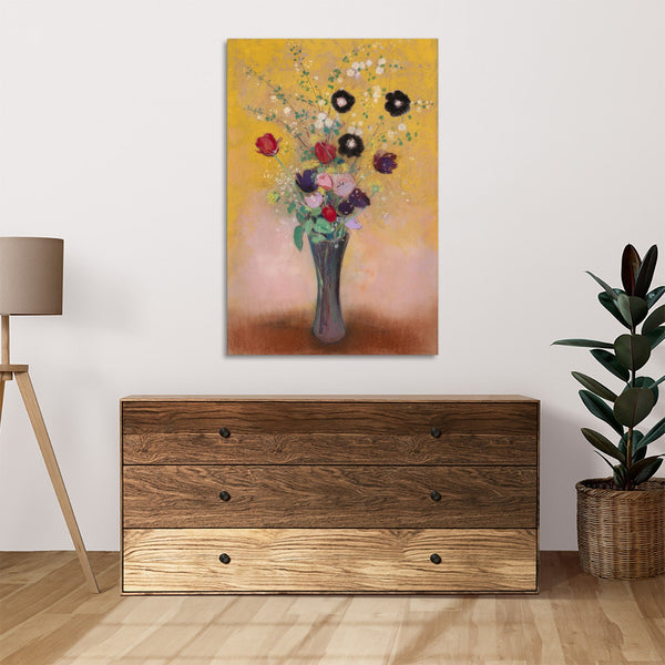 Quadro Stampa su Tela con Telaio in Legno Odilon Redon - Vase of Flowers