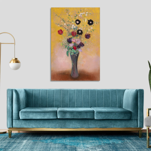 Quadro Stampa su Tela con Telaio in Legno Odilon Redon - Vase of Flowers
