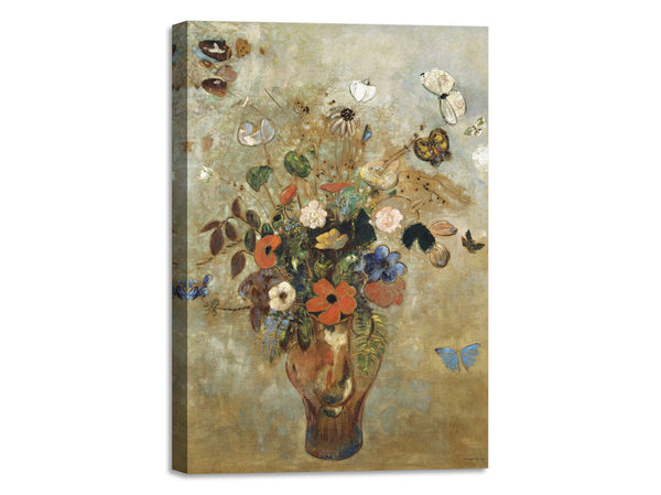 Quadro Stampa su Tela con Telaio in Legno Odilon Redon - Still Life with Flowers
