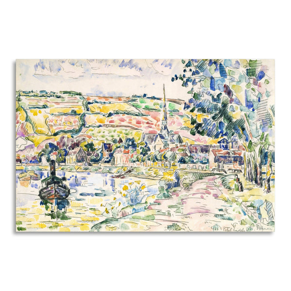 Quadro Stampa su Tela con Telaio in Legno Paul Signac - Petit Andely-The River Bank