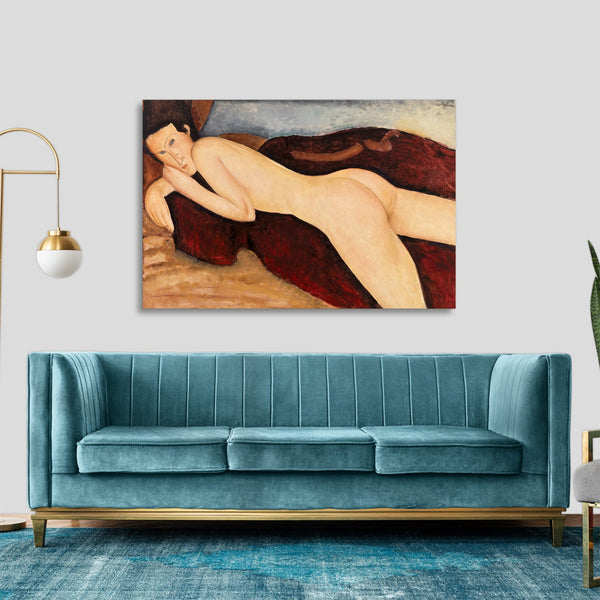 Quadro Stampa su Tela con Telaio in Legno Amedeo Modigliani - Reclining Nude from the Back