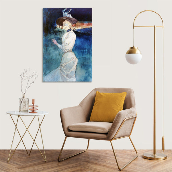 Quadro Stampa su Tela con Telaio in Legno Henry Somm - Elegant in a white dress in a landscape