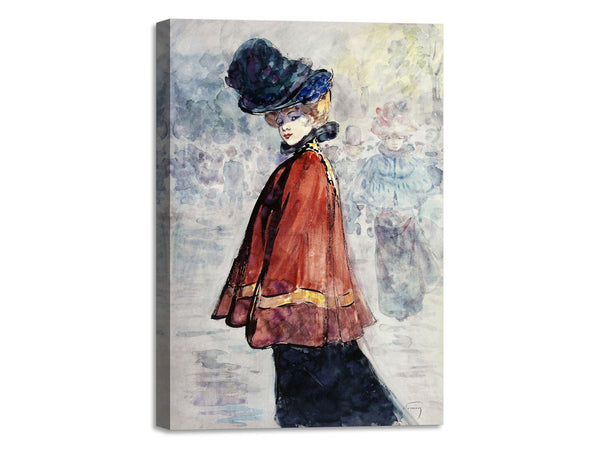 Quadro Stampa su Tela con Telaio in Legno Henry Somm - Elegant in red cape