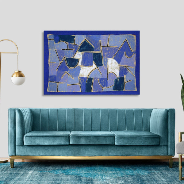 Quadro Stampa su Tela con Telaio in Legno Paul Klee - Blue night