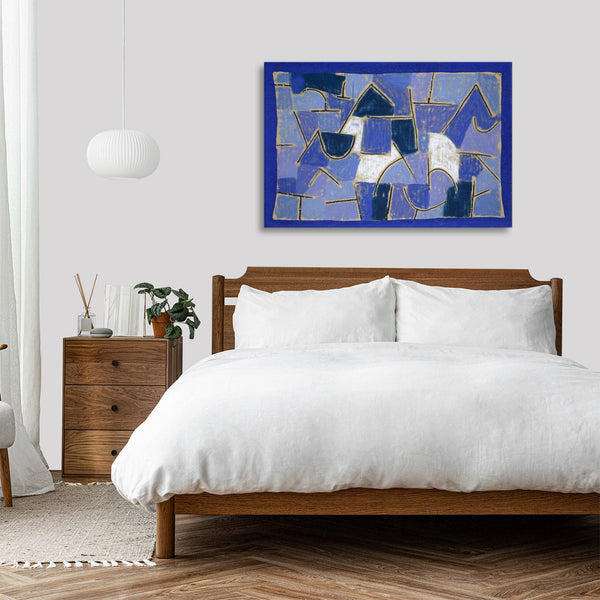 Quadro Stampa su Tela con Telaio in Legno Paul Klee - Blue night