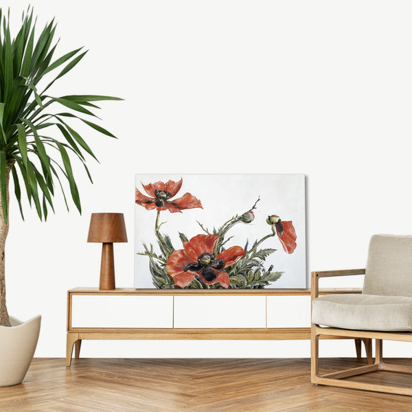 Quadro Stampa su Tela con Telaio in Legno Charles Demuth - Red Poppies