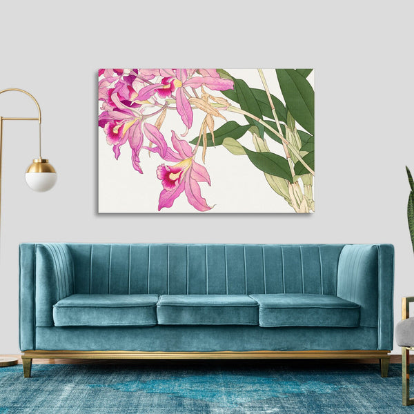 Quadro Stampa su Tela con Telaio in Legno Seiyo Soka Zufu - Vintage laelia flower