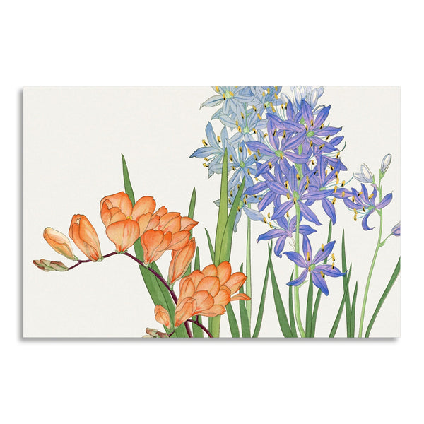 Quadro Stampa su Tela con Telaio in Legno Seiyo Soka Zufu - Freesia flower
