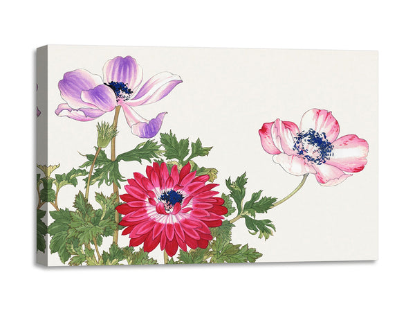 Quadro Stampa su Tela con Telaio in Legno Seiyo Soka Zufu - Poppy flower
