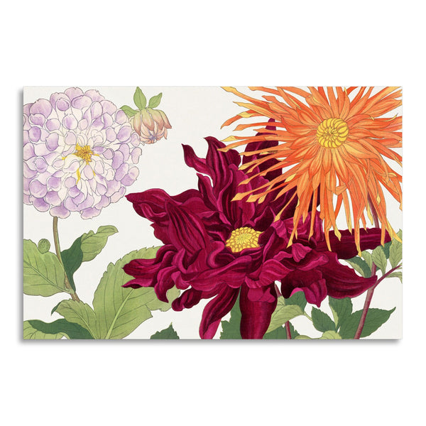 Quadro Stampa su Tela con Telaio in Legno Seiyo Soka Zufu - Dahlia flower