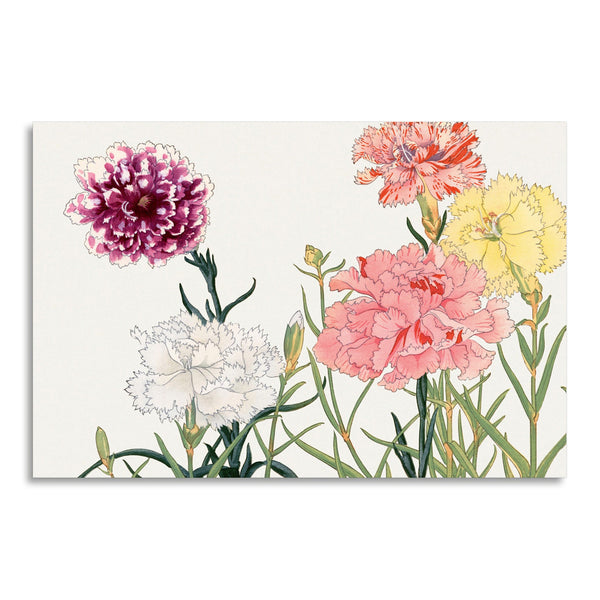 Quadro Stampa su Tela con Telaio in Legno Seiyo Soka Zufu - Carnation flower