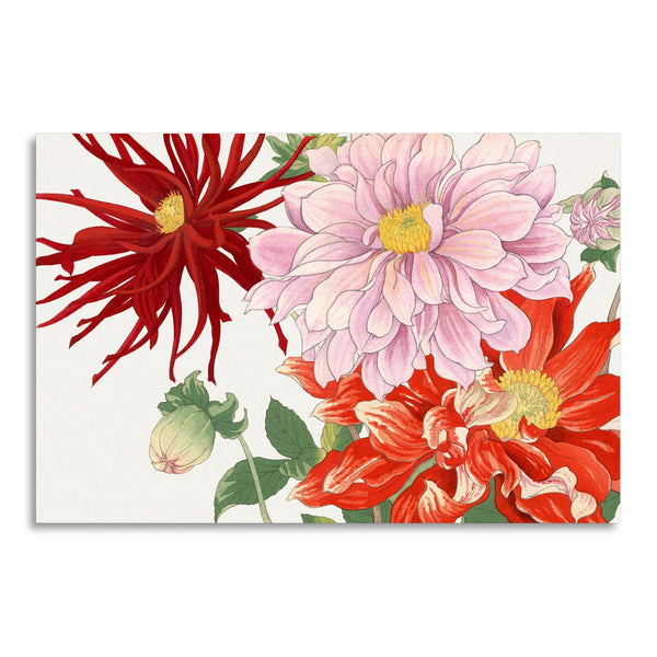 Quadro Stampa su Tela con Telaio in Legno Seiyo Soka Zufu - Dahlia flower