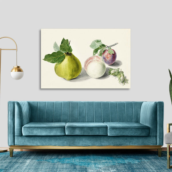 Quadro Stampa su Tela con Telaio in Legno Michiel van Huysum - Pear and plum