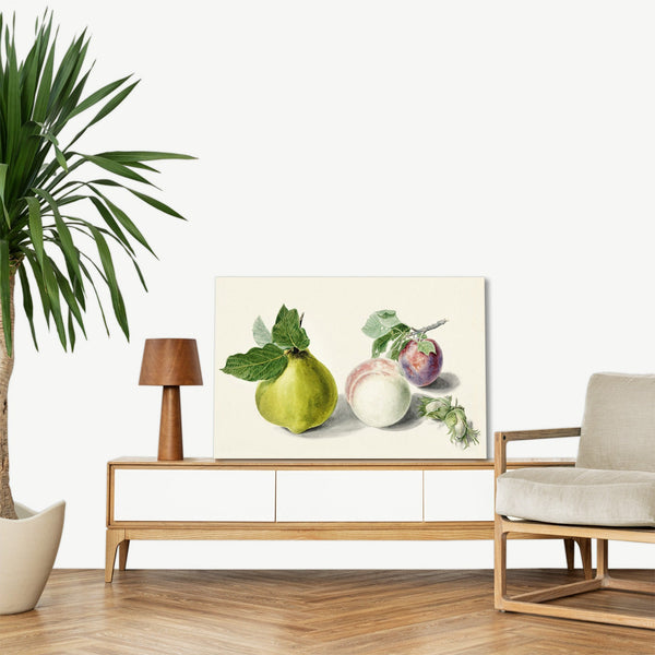 Quadro Stampa su Tela con Telaio in Legno Michiel van Huysum - Pear and plum