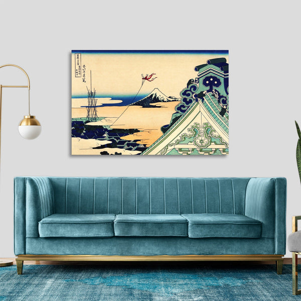 Quadro Stampa su Tela con Telaio in Legno Katsushika Hokusai - Toto Asakusa Honganji