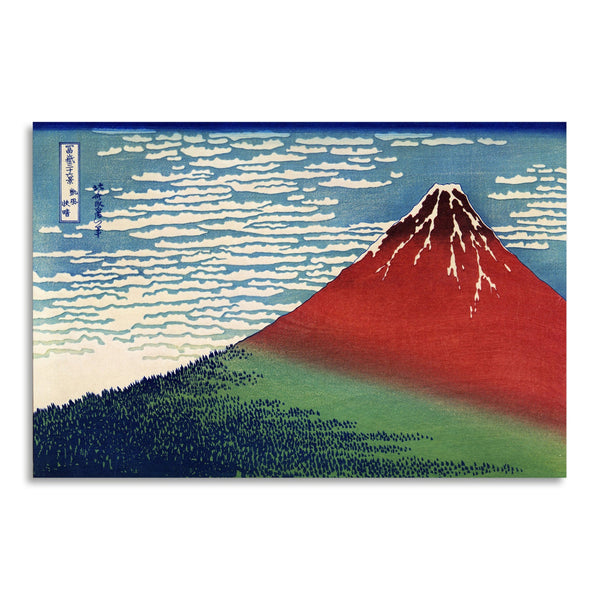 Quadro Stampa su Tela con Telaio in Legno Katsushika Hokusai - Fine Wind, Clear Morning