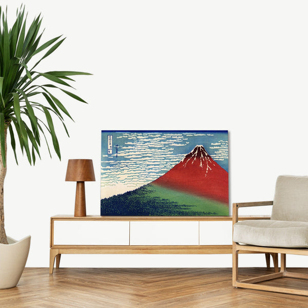 Quadro Stampa su Tela con Telaio in Legno Katsushika Hokusai - Fine Wind, Clear Morning