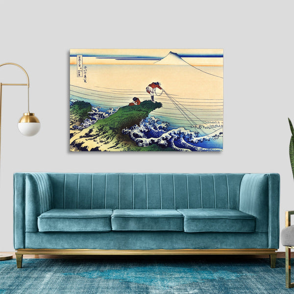 Quadro Stampa su Tela con Telaio in Legno Katsushika Hokusai - Koshu Kajikazawa