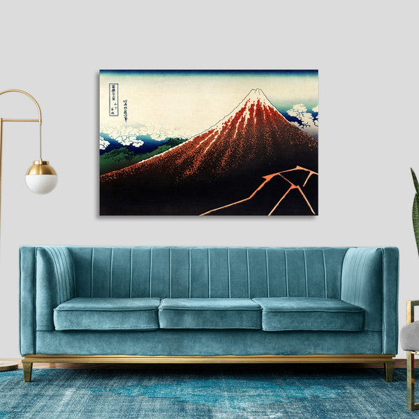 Quadro Stampa su Tela con Telaio in Legno Katsushika Hokusai - Sanka Hakuu