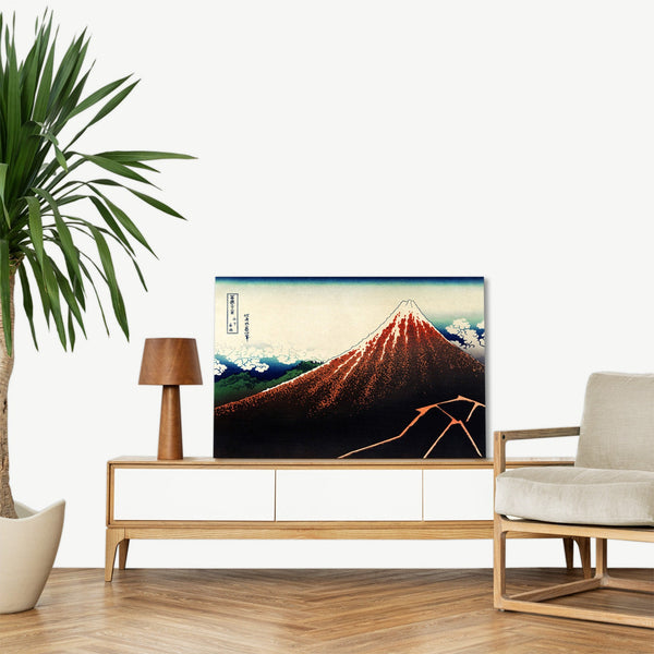 Quadro Stampa su Tela con Telaio in Legno Katsushika Hokusai - Sanka Hakuu