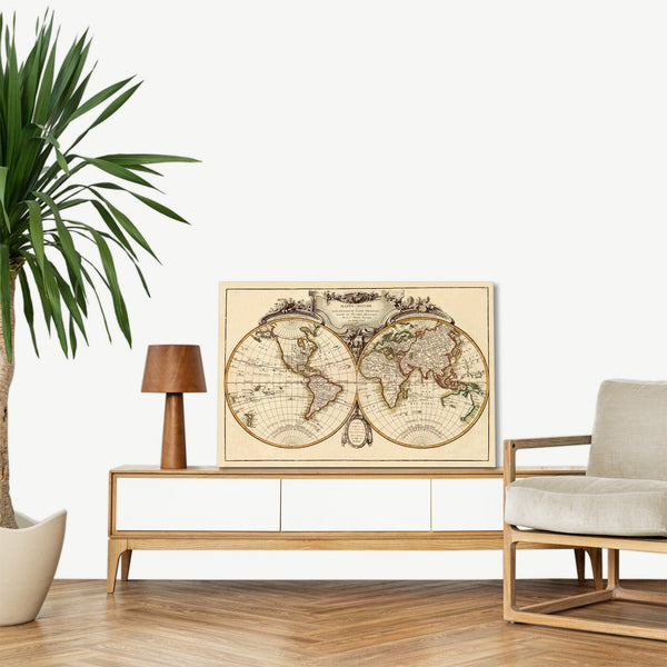 Quadro Stampa su Tela con Telaio in Legno Jean Janvier - Mappemonde