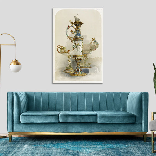Quadro Stampa su Tela con Telaio in Legno Matthew Digby wyatt - Group of enamelled objects
