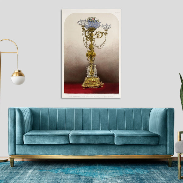 Quadro Stampa su Tela con Telaio in Legno Matthew Digby wyatt - Gas chandelier in brass