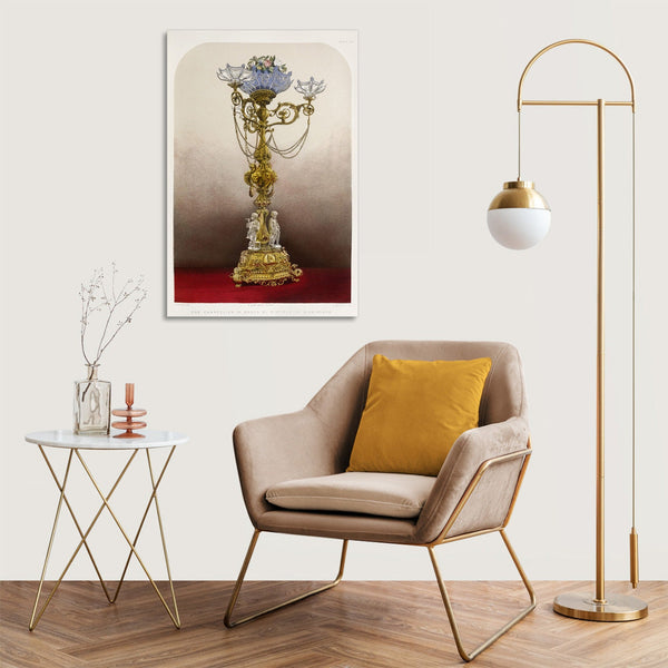 Quadro Stampa su Tela con Telaio in Legno Matthew Digby wyatt - Gas chandelier in brass