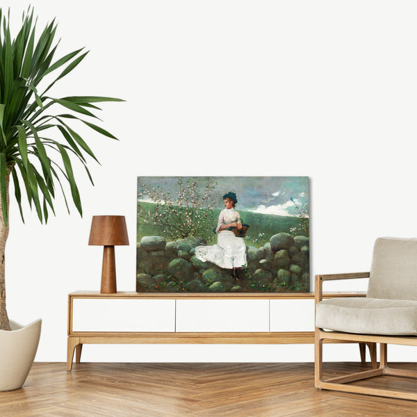 Quadro Stampa su Tela con Telaio in Legno Winslow Homer - Peach Blossoms
