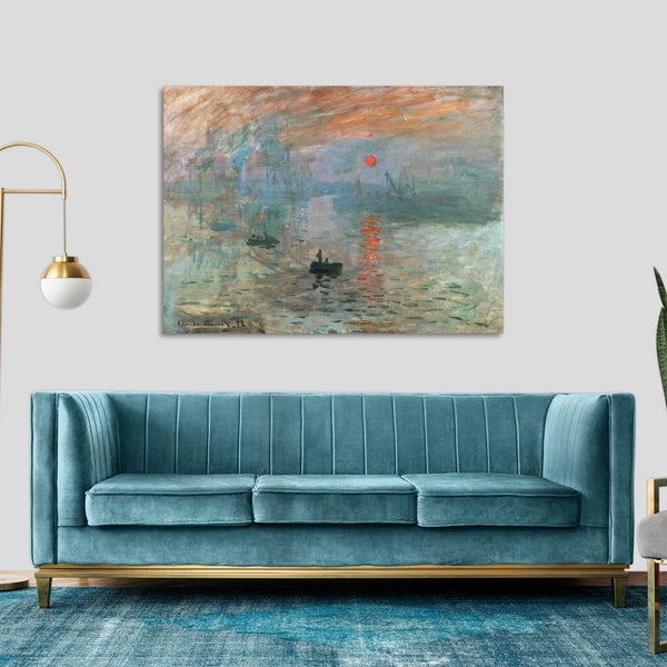 Quadro Stampa su Tela con Telaio in Legno Claude Monet - Impression Sunrise