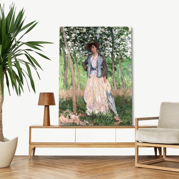 Quadro Stampa su Tela con Telaio in Legno Claude Monet - The Stroller