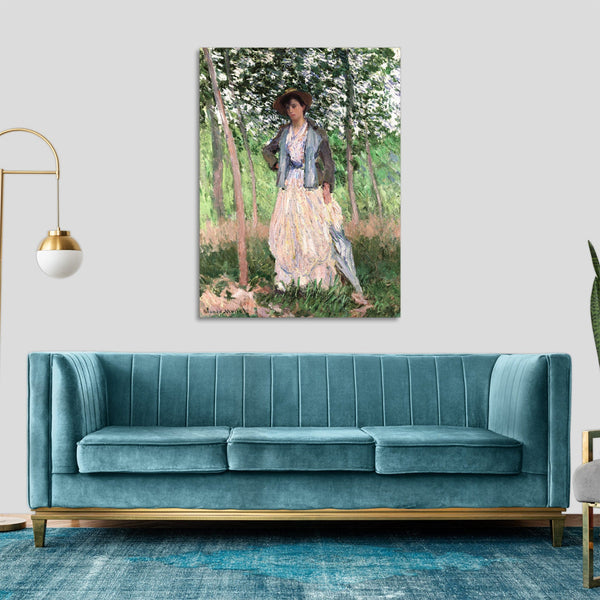 Quadro Stampa su Tela con Telaio in Legno Claude Monet - The Stroller