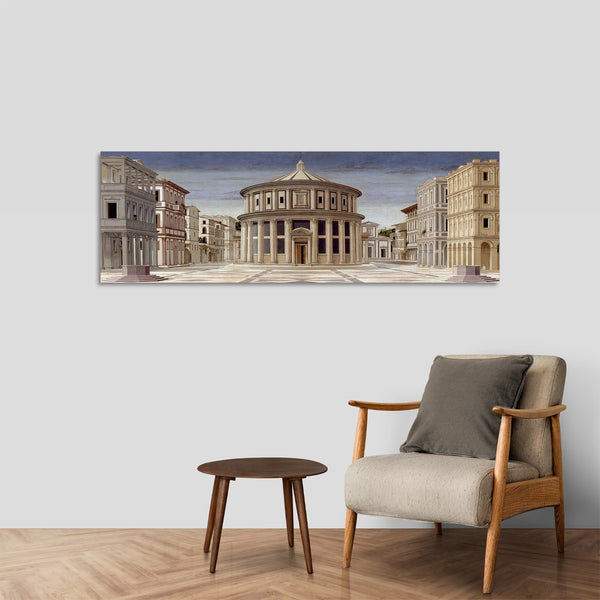 Quadro Stampa su Tela con Telaio in Legno Piero Della Francesca La città ideale