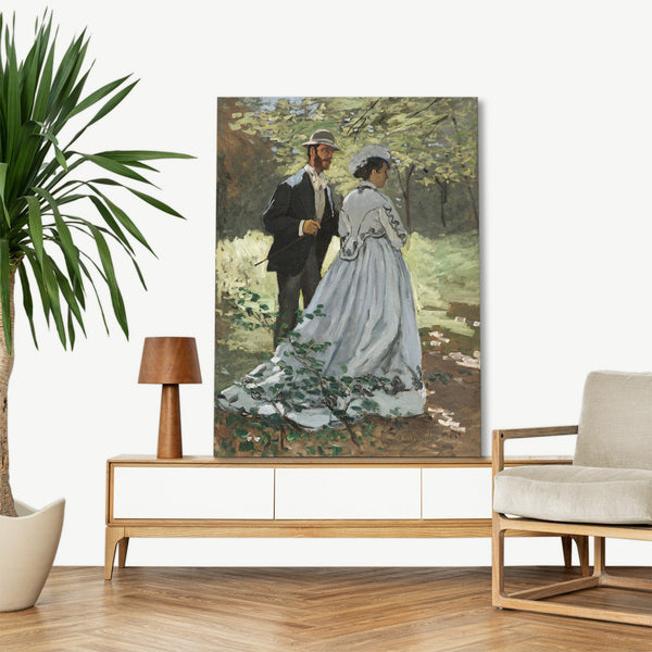 Quadro Stampa su Tela con Telaio in Legno Claude Monet - Bazille and Camille