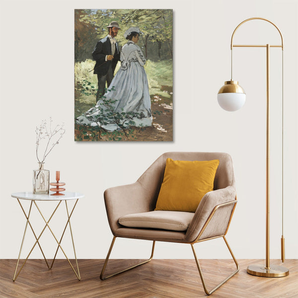 Quadro Stampa su Tela con Telaio in Legno Claude Monet - Bazille and Camille