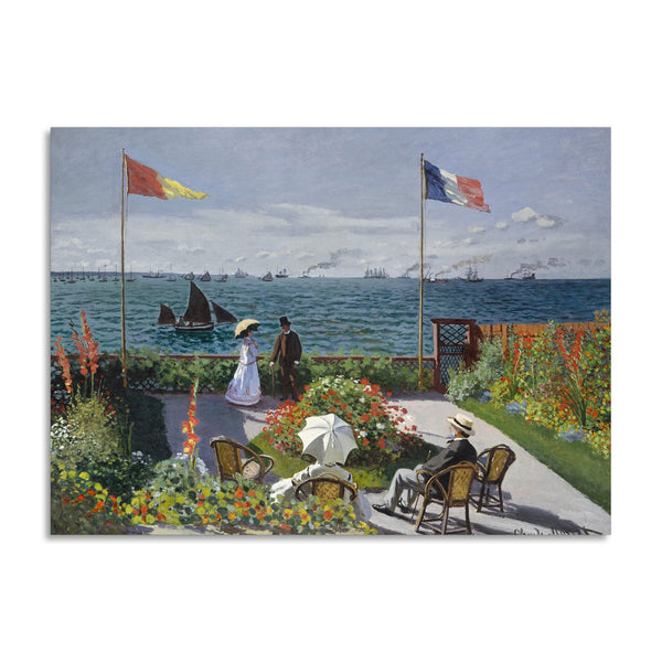 Quadro Stampa su Tela con Telaio in Legno Claude Monet - Garden at Sainte-Adresse